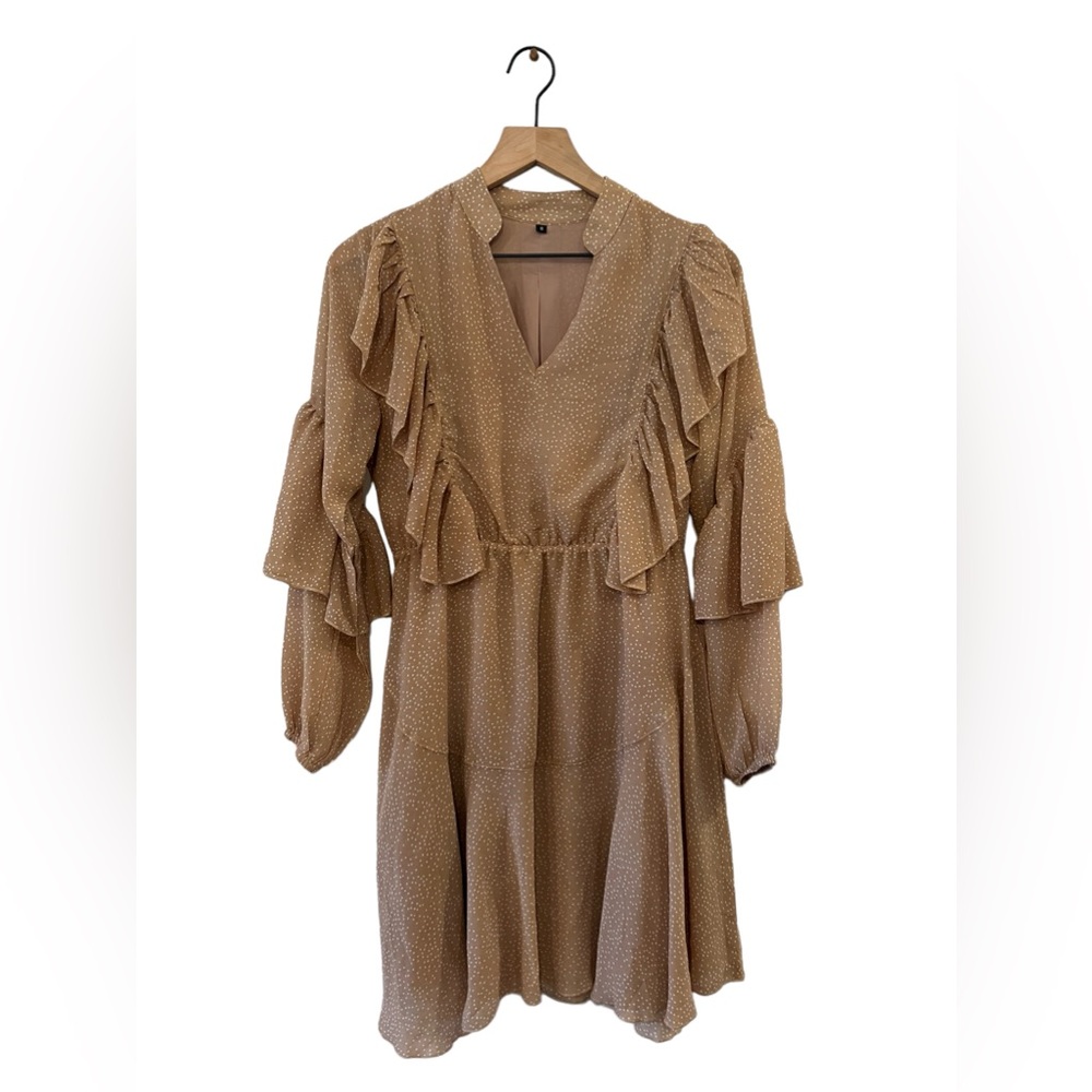 Ruffle V Neck Dress with elastic waist